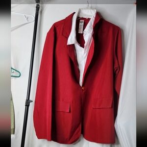 Unisex Red Polyester Blazer With White Dickie - Fun Shack - L